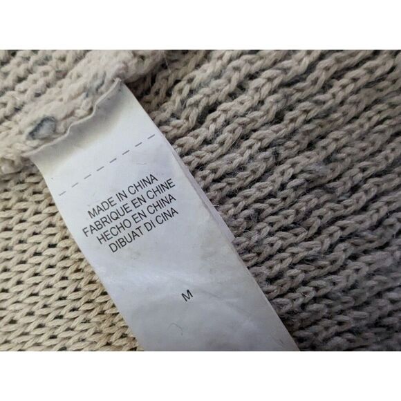 Cardigan Sweater Wool Mohair Blend M Open Knit Multicolor Cream Grey Lagenlook - Picture 3 of 11